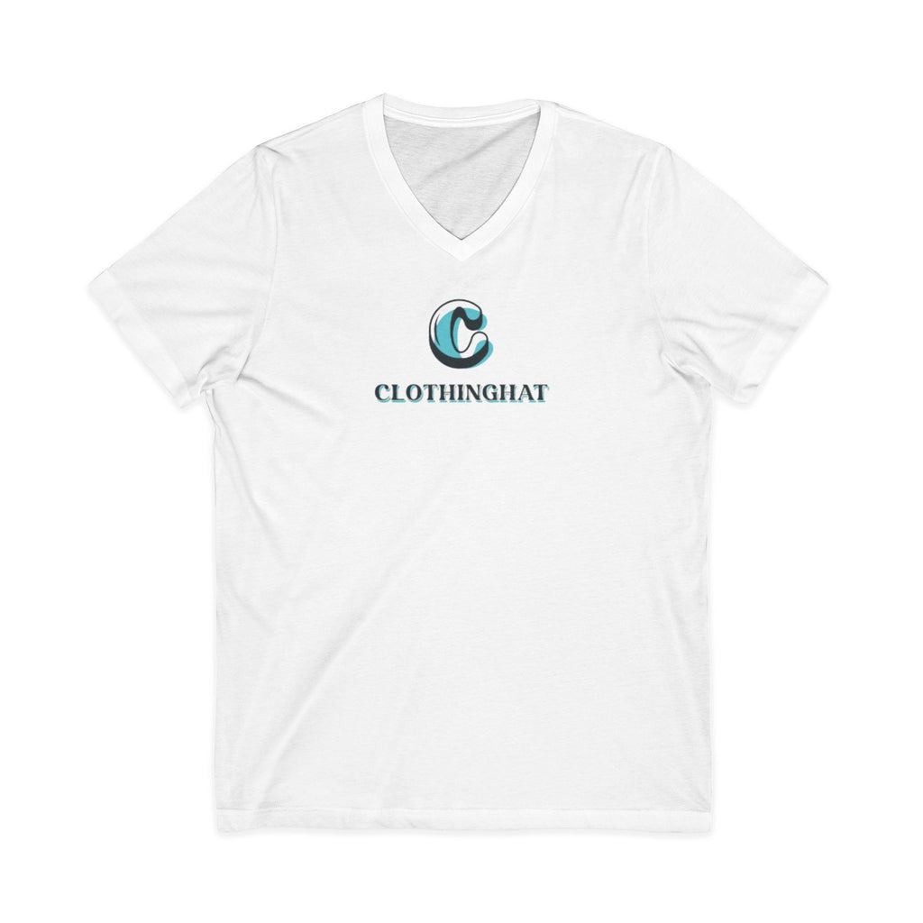ClothingChat Logo V-Neck Tee — Minimal Branded White T-Shirt