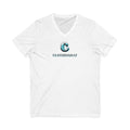 ClothingChat Logo V-Neck Tee — Minimal Branded White T-Shirt