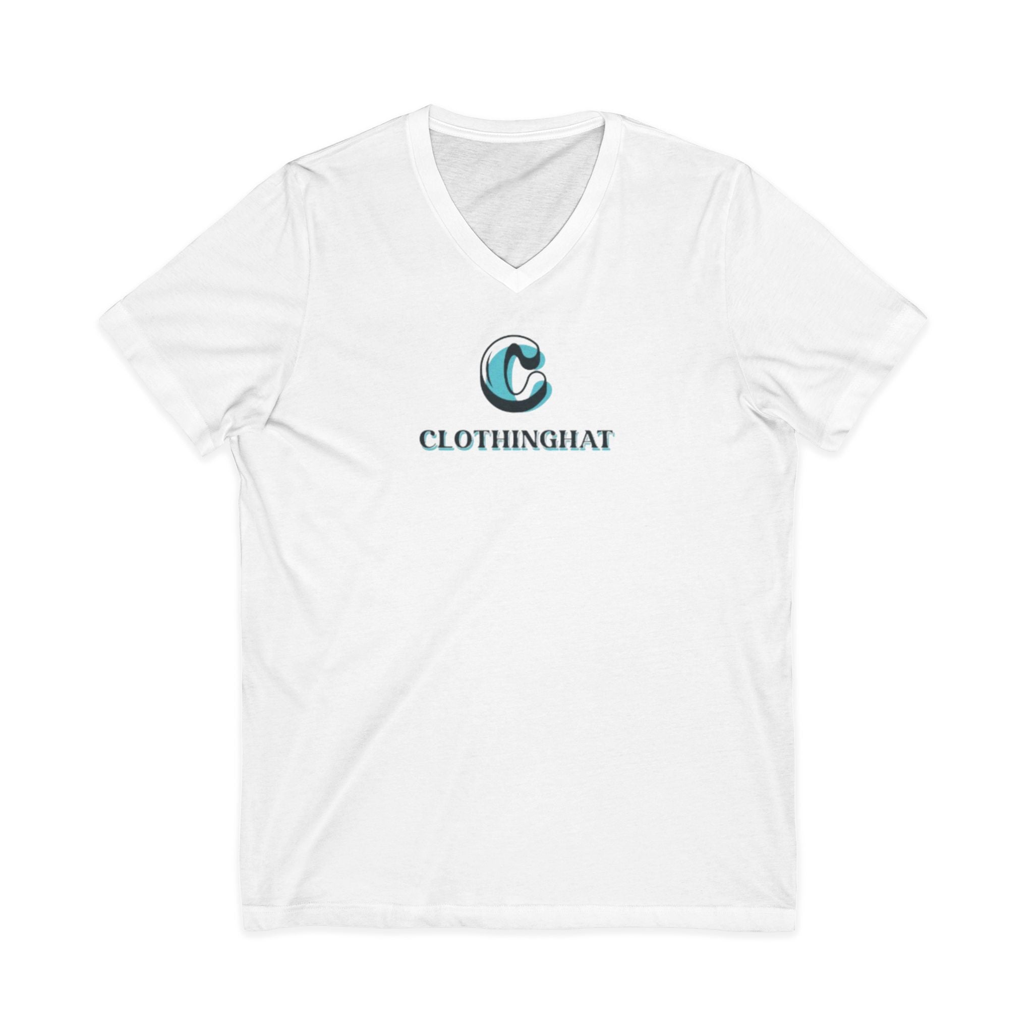 ClothingChat Logo V-Neck Tee — Minimal Branded White T-Shirt