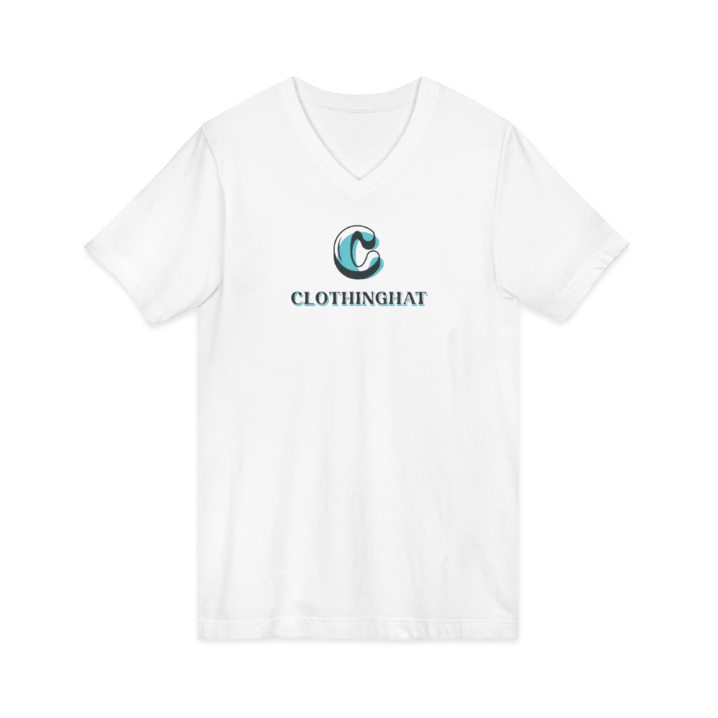 ClothingChat Logo V-Neck Tee — Minimal Branded White T-Shirt